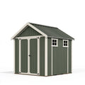 Abri de jardin 240 x 180 x 210 cm en acier vert foncé et blanc à double porte et fenêtres