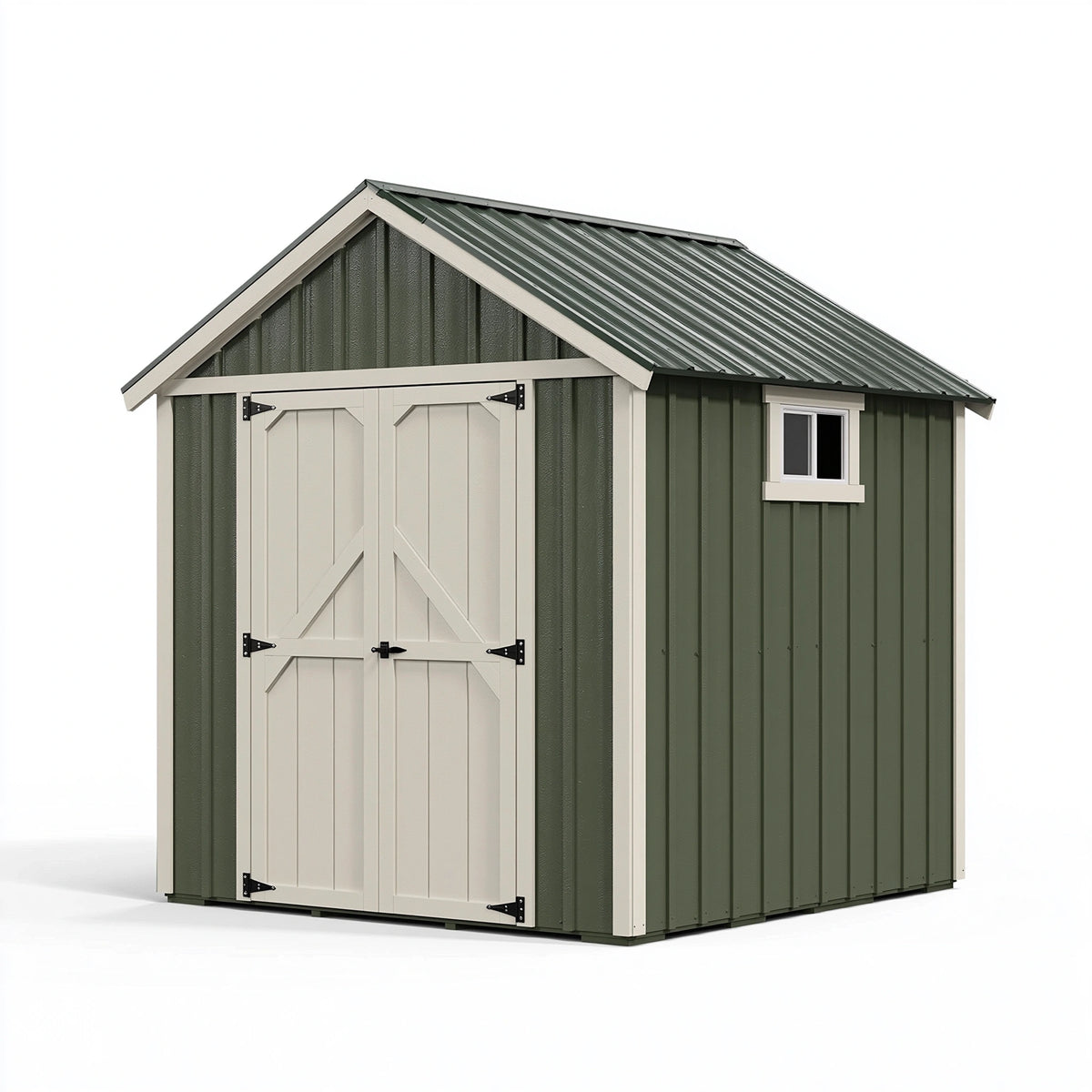 Abri de jardin 320 cm x 240 cm x 250 cm en acier vert kaki et beige - rangement extérieur style grange
