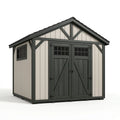 Abri de jardin 195 x 122 x 181 cm en résine beige et noir style grange
