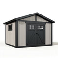 Abri de jardin 213 x 132 x 190 cm en résine gris clair noir avec double porte style contemporain