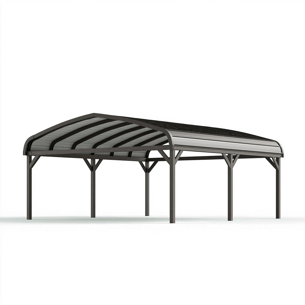 Abri voiture 600 x 300 x 280 cm en acier noir avec toit en polycarbonate