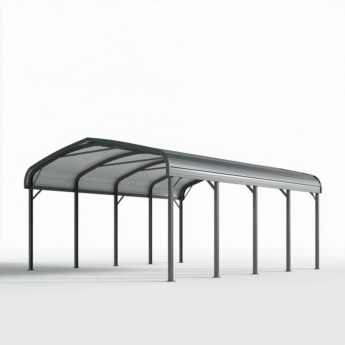 Abri voiture 500 x 300 x 250 cm acier gris avec toit cintré protecteur