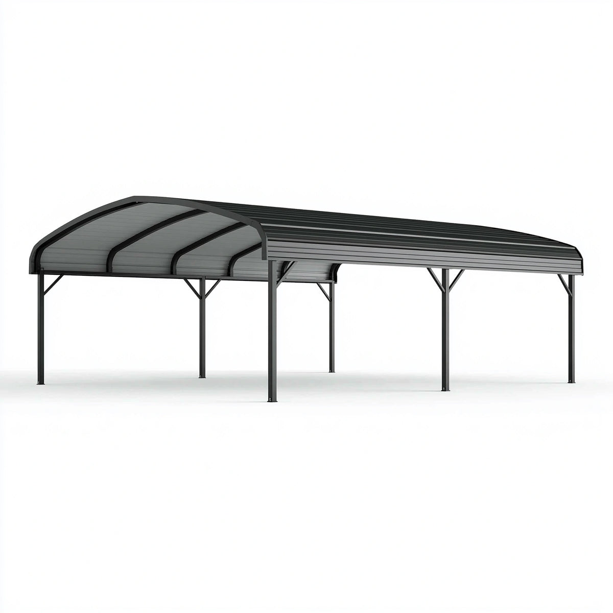 Abri voiture 600 x 300 x 280 cm en acier et polycarbonate noir pour extérieur