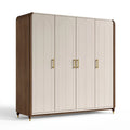 Armoire 4 portes 200 x 60 x 220 cm finition bois brun et beige style contemporain