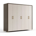 Armoire 240 x 60 x 220 cm en panneaux de bois beige et brun à 6 portes style contemporain
