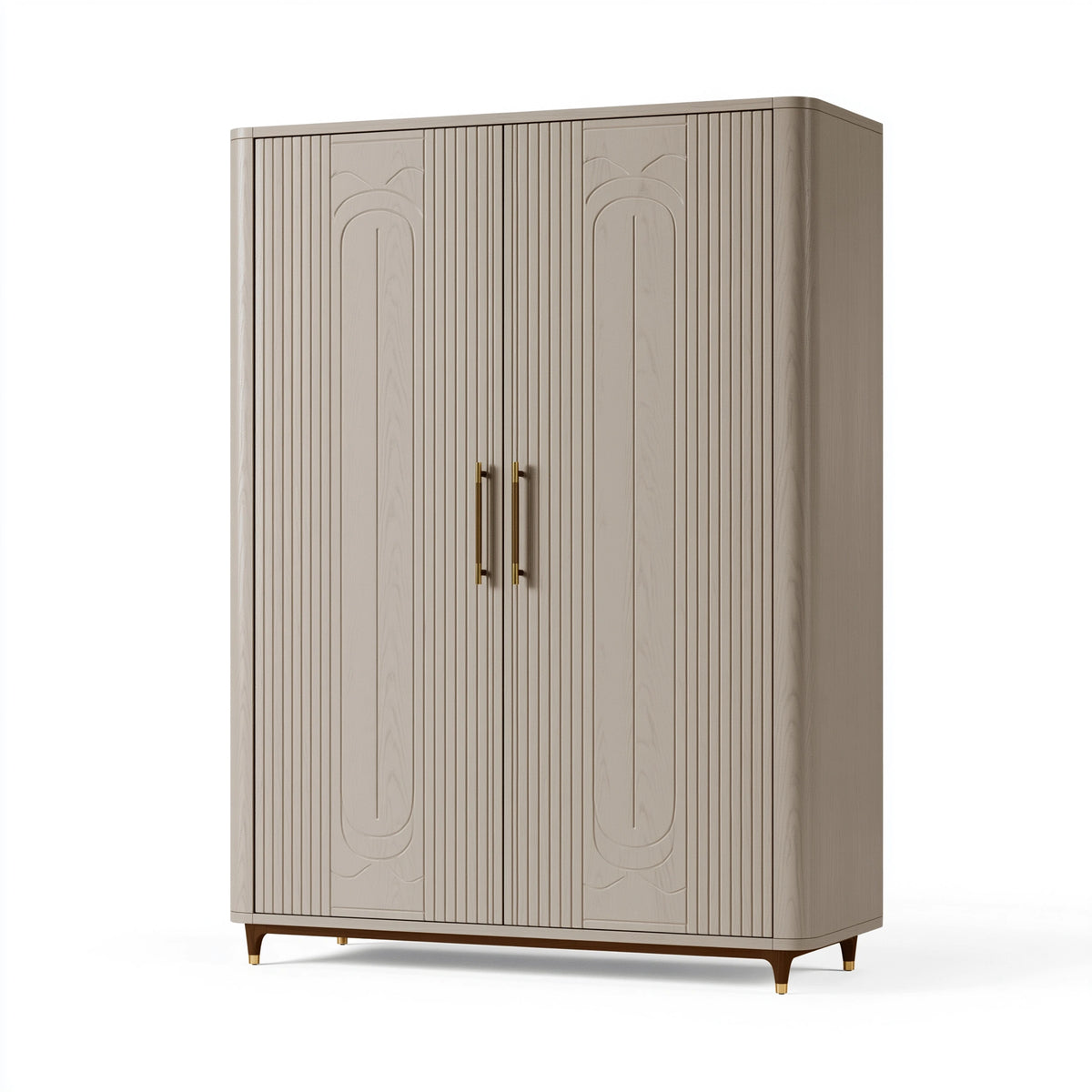 Armoire 2 portes 100 x 55 x 200 cm en panneaux aspect bois beige style Art déco