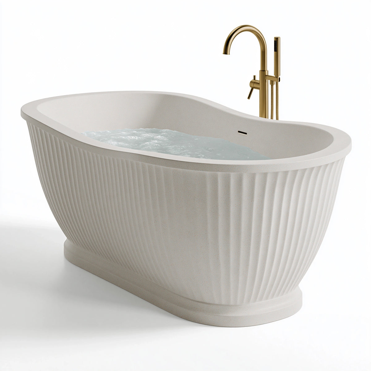 Baignoire îlot 170 x 80 x 58 cm en composite blanc cassé style contemporain