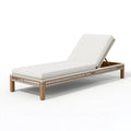 Bain de soleil 200 x 70 cm en bois brun et corde tressée beige avec dossier réglable pour extérieur