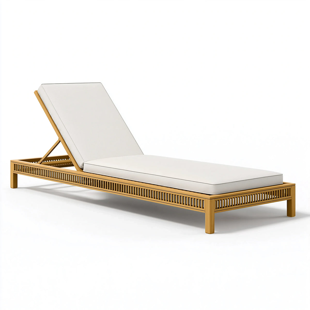 Chaise longue de jardin 200 x 70 cm en bois beige réglable