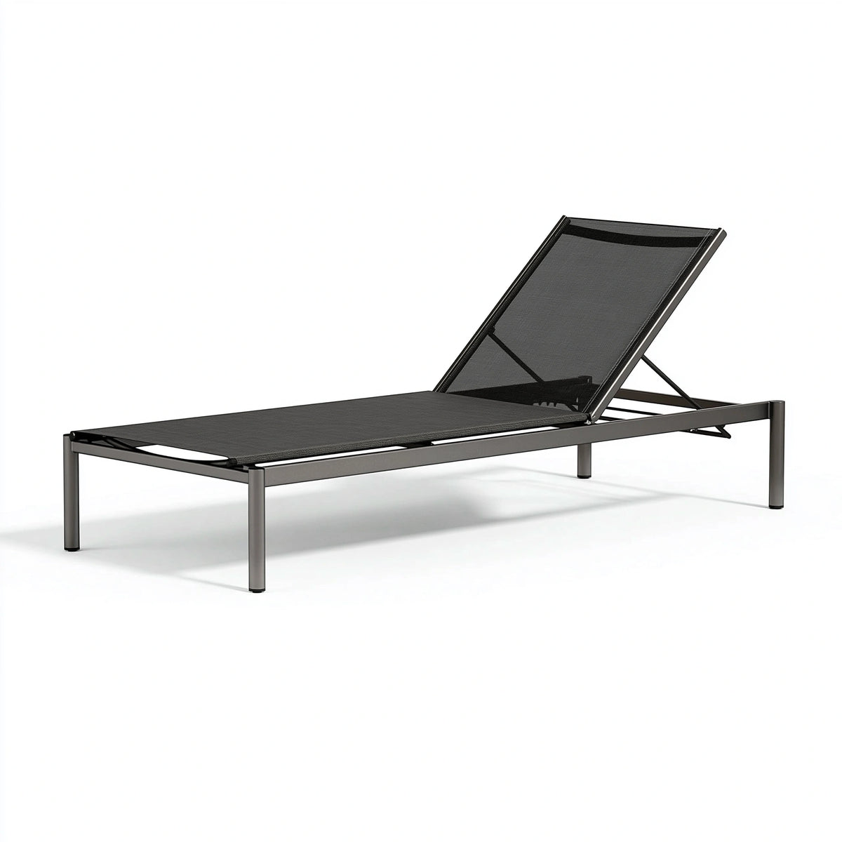 Bain de soleil 200 x 65 cm en aluminium noir inclinable pour extérieur