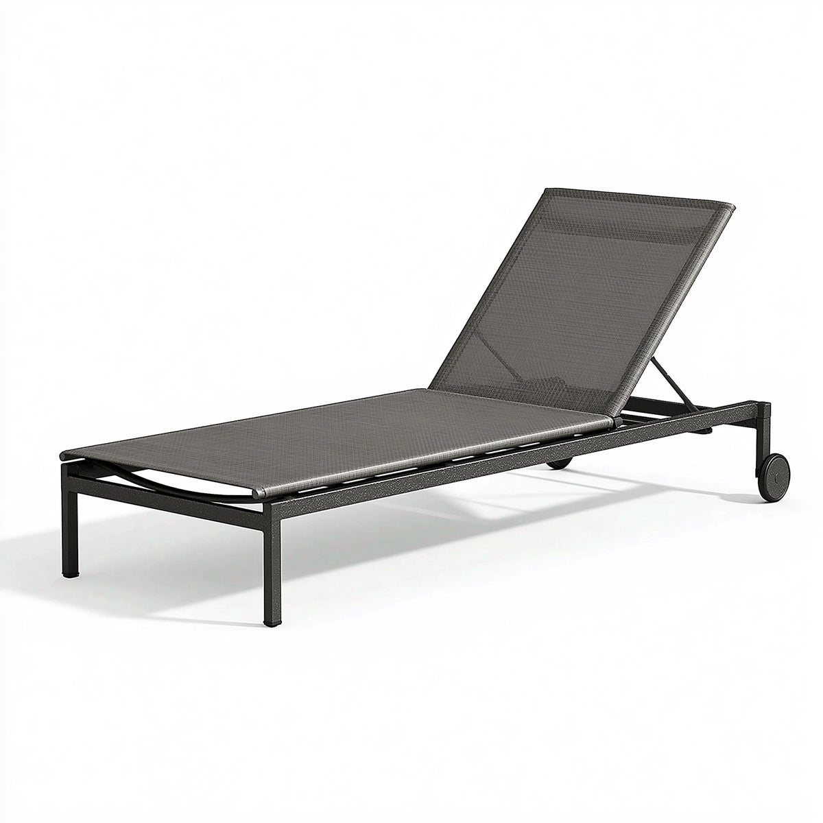 Bain de soleil 195 x 65 cm en métal et toile synthétique gris anthracite avec dossier réglable