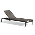 Bain de soleil 200 cm x 65 cm en métal et textile gris anthracite réglable à roulettes