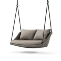 Balancelle suspendue 140 x 80 x 190 cm en résine tressée grise pour extérieur avec assise double