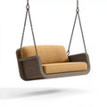 Canapé balançoire suspendu 140 x 75 x 60 cm tressé brun coussins beige style contemporain