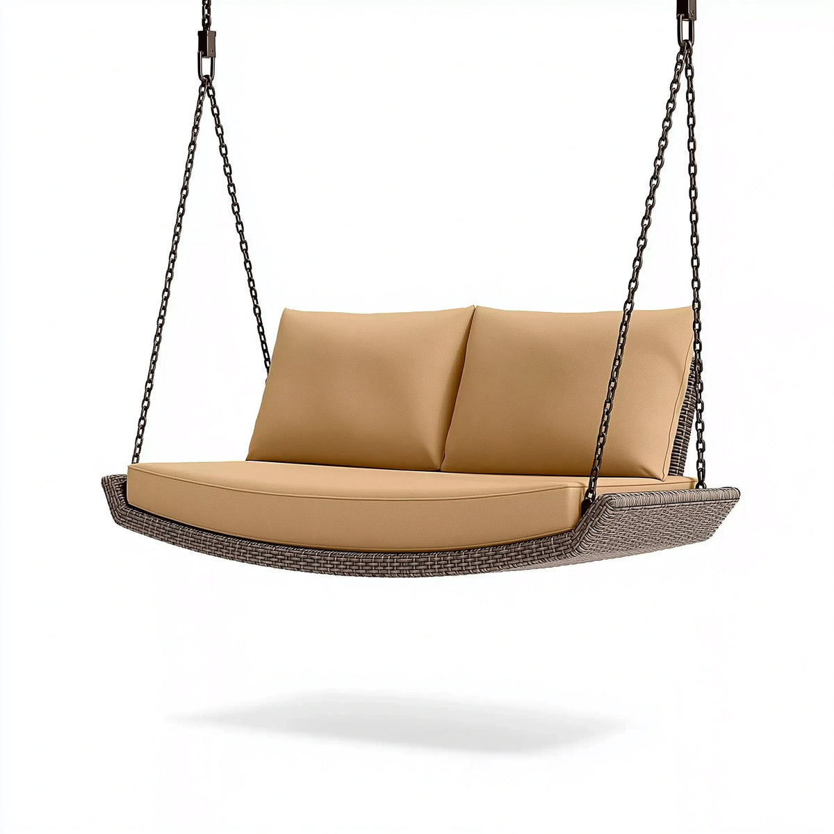 Balancelle suspendue 2 places 160 x 80 x 55 cm en résine tressée beige pour terrasse style contemporain