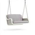 Fauteuil balançoire suspendu 100 x 65 x 180 cm en résine tressée gris blanc pour extérieur