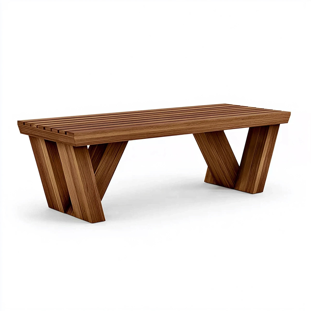 Banc de jardin 180 x 40 x 45 cm en bois marron à lattes style contemporain