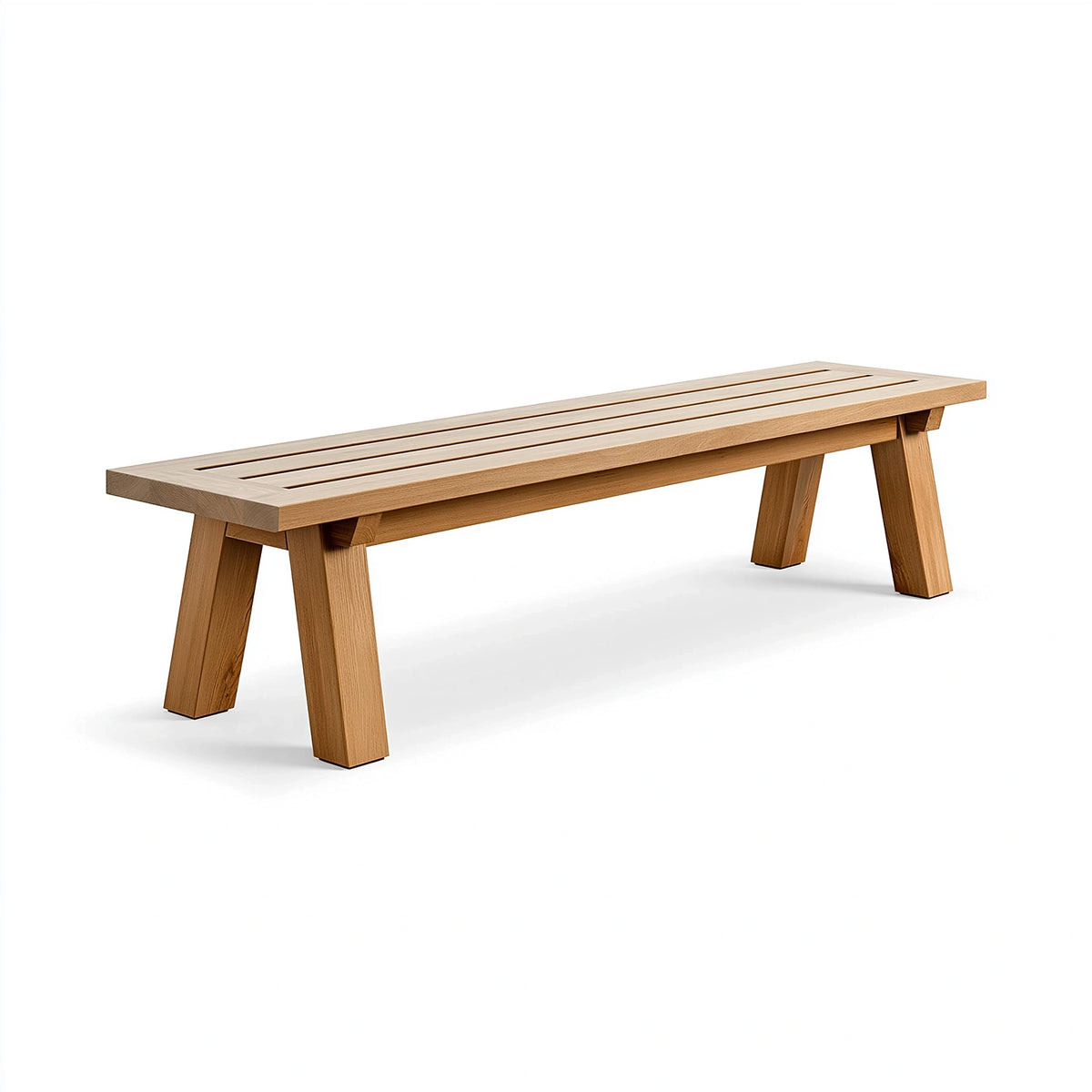 Banc 160 cm en bois naturel à lattes style contemporain pour intérieur