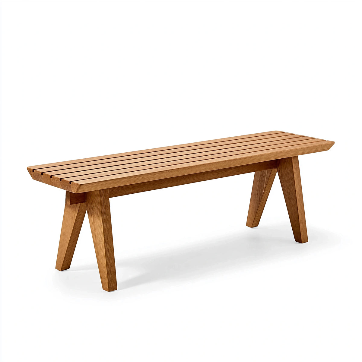 Banc 120 x 35 x 45 cm en bois naturel à lattes style scandinave