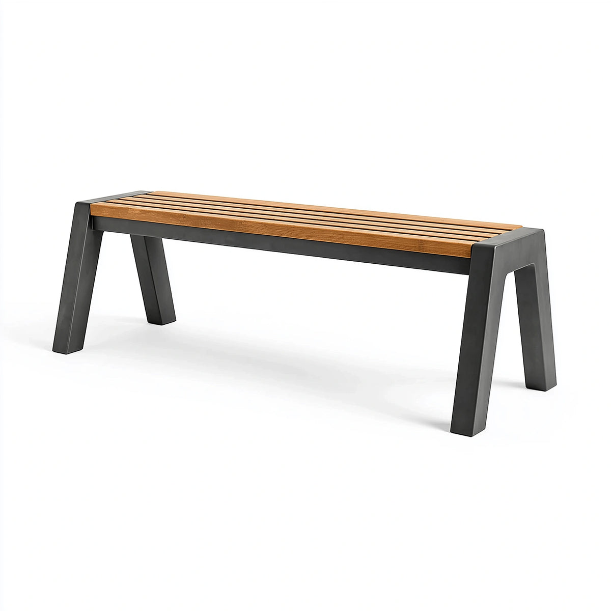 Banc de jardin 120 x 35 x 45 cm en bois et métal noir style industriel