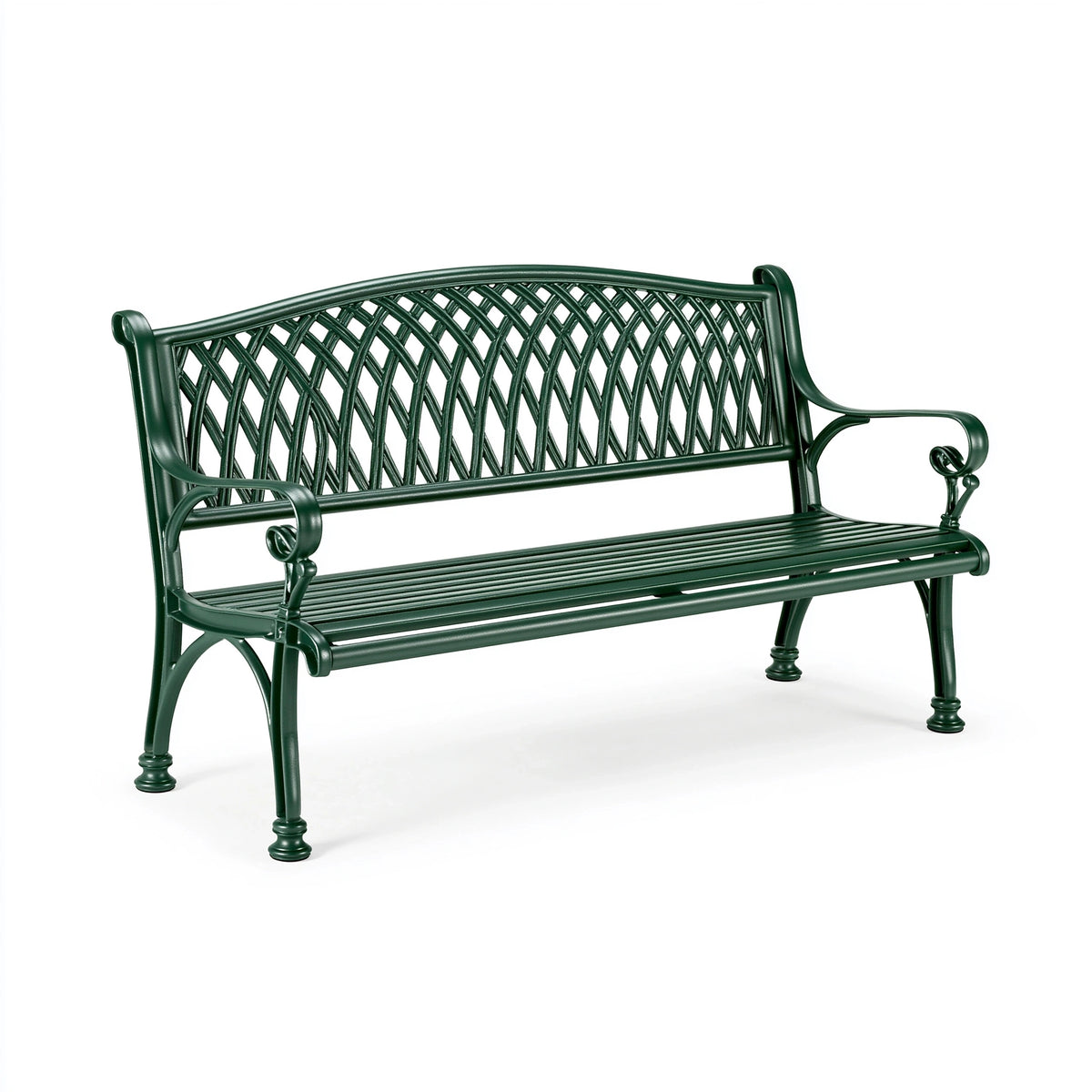 Banc de jardin 120 x 60 x 90 cm en métal vert style classique