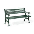 Banc de jardin 150 cm en métal vert foncé style classique à dossier ajouré