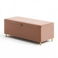 Banc coffre de rangement 120 x 45 x 48 cm textile rose poudré style contemporain